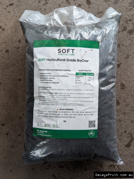 Bagged Biochar showing Soft Agriculture label