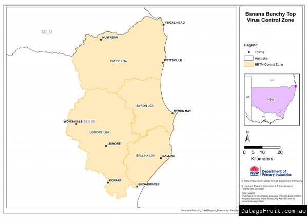 Banana exclusion zone requiring record of planting form in NSW