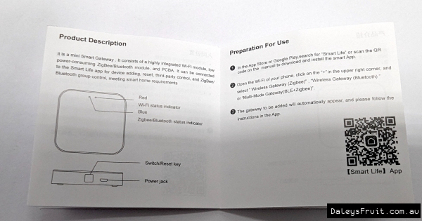 Example page of smart gateway instruction manual