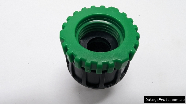 When the green top piece is assembled it fits directly onto a 3/4 inch tap