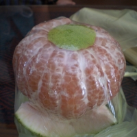 Pummelo prepared for eating Laos